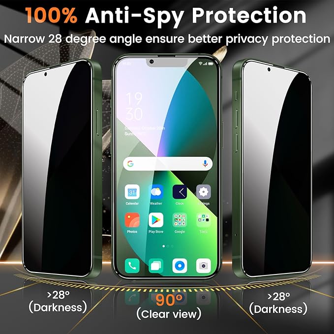 3+3 Pack Privacy Screen Protector for iPhone 13 6.1-Inch with 3 Pack Camera Lens Protector, Anti Spy Tempered Glass Film 9H Hardness Bubble Free Case Friendly