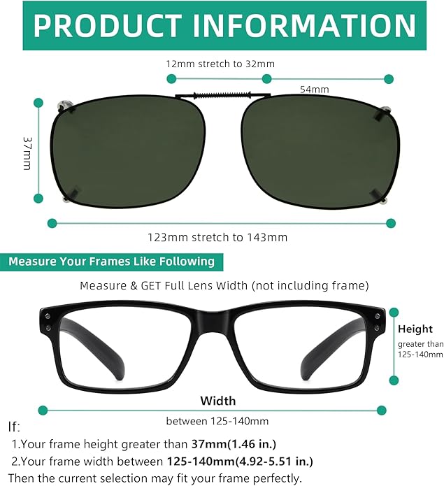 Eyekepper Large Clip On Sunglasses With Spring Draw Bar Polarized