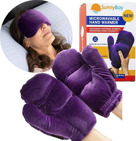 SunnyBay Microwavable Heated Pair of Gloves for Women and Men with Eye Mask (Bundle)