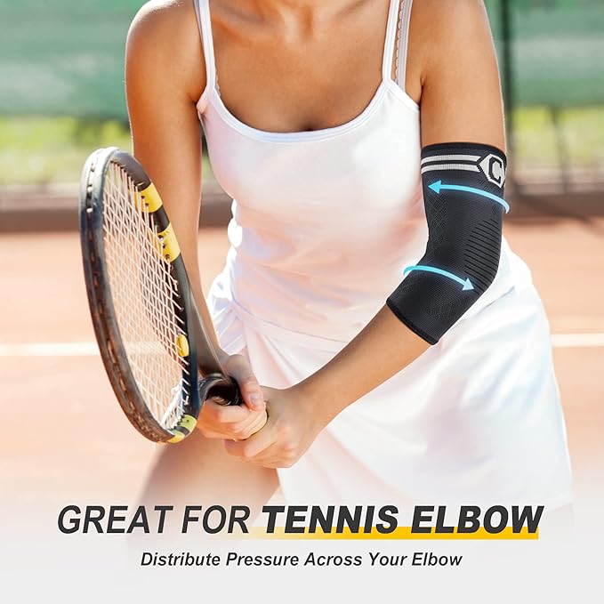 CAMBIVO 2 Pack Elbow Brace for Tendonitis, Tennis Elbow Compression Support Sleeve for Golfers Elbow Pain Relief, Arthritis, Bursitis, Workout, Weightlifting