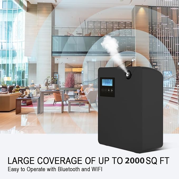 Smart Scent Air Machine for Home, Bluetooth & WiFi Hotel Scent Diffuser with Cold Air Tech, 300ML Waterless Essential Oil HVAC Scent Diffuser for Large Room, Office, Spa(Black)