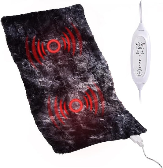 Heat Massaging Weighted Heating Pad for Back Pain Relief, Weighted Electric Heating Pad with Massaging Vibrations 12"x24" 3.7lb BPA-Free Non-Toxic Beads, 4 Heat Settings, 4 Massage Modes, 2h Auto-Off