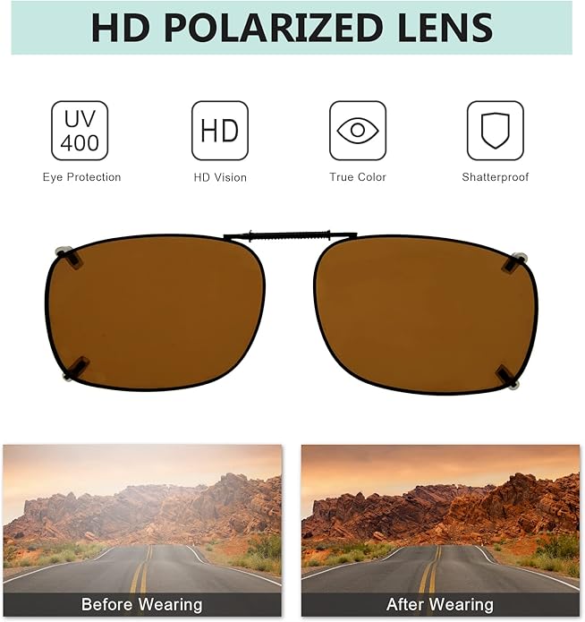 Eyekepper Large Clip On Sunglasses With Spring Draw Bar Polarized