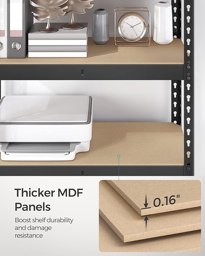 SONGMICS 5-Tier Storage Shelves, Load 2310 lb, Set of 2 Garage Storage, Boltless Assembly, Adjustable Shelving Unit, 11.8 x 29.5 x 59.1 Inches, for Study Shed Basement, Black UGLR300B02