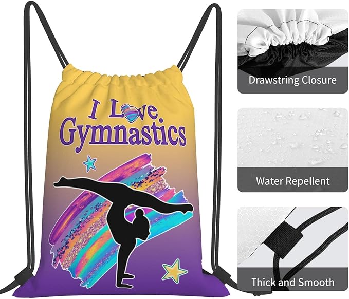 Gymnastics Drawstring Bags For Women Gymnast Drawstring Backpack Water Resistant String Bag Sports Gym Bag