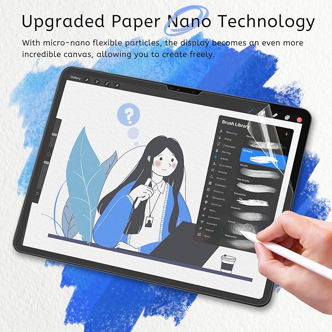 MOBDIK 2 Pack Paperfeel Screen Protector Compatible with iPad Pro 11 M5 2025 / M4 2024 New Version Crafted for Natural Writing, Less Reflection, Nib Friendly, with Easy Installation Kit