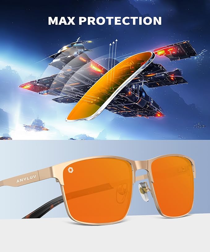 ANYLUV Blue Light Glasses for Men/Women, Lightweight Blue Light Blocking Glasses, Anti-Eye Strain Computer Glasses for Gaming