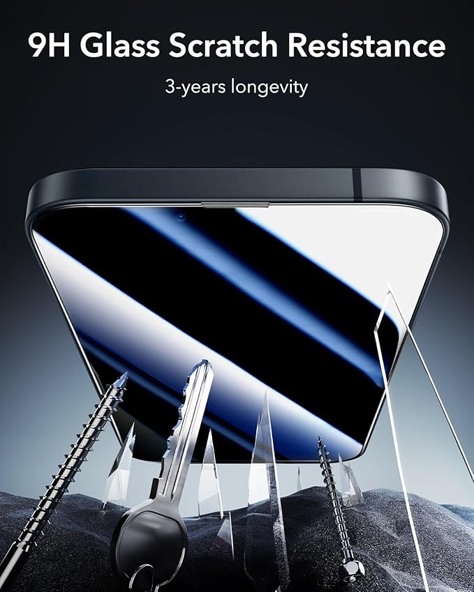 ESR 3 Pack 9H+ Glass for iPhone 16e/ iPhone 14/ iPhone 13/13 Pro Privacy Screen Protector, [Military Grade Shatterproof & Longest Durable] Armorite Anti-spy Tempered Glass with UltraFit Tray