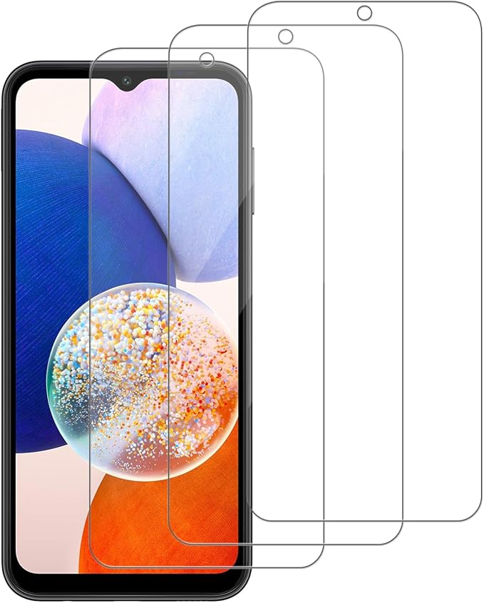 3 Pack for Samsung Galaxy A14 5G Tempered Glass Screen Protector, Scratch-Proof, Bubble-Free,HD Transparent, 9H Hardness,Bubble Free,Case Friendly