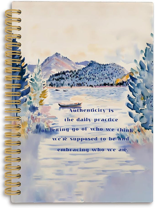 Therapy Office Mental Health Spiral Notebook, Authenticity Quote Positive Affirmation Journal, Motivational Notebooks for School Work, Inspirational Gifts for Women Men, 5.5x8.3 Inch