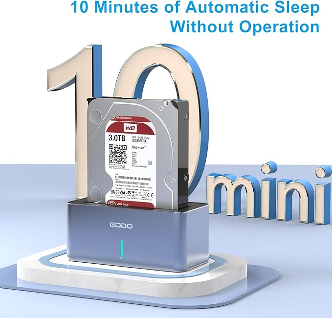 GODO SAS/SATA Hard Drive Docking Station Adapter, 2.5/3.5 inch USB 3.0 External SAS Enclosure, HDD SSD Converter with 12V/2.5A Power Adapter 20TB 10Gbps Tool Free…