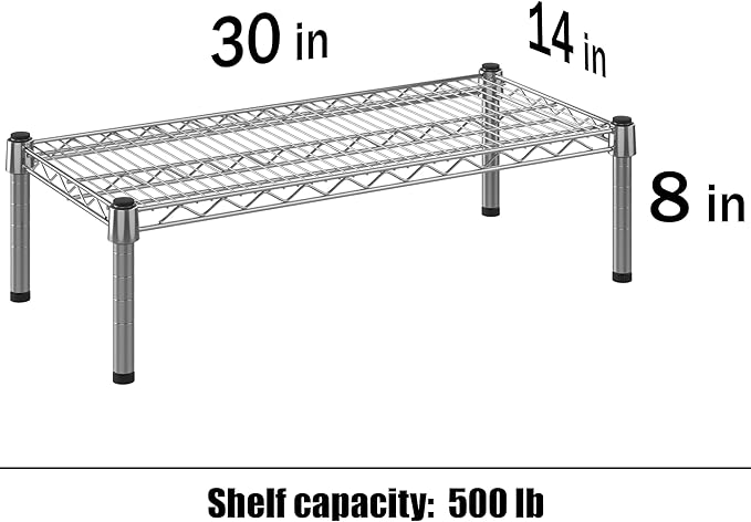 14" Deep x 30" Wide x 8" Height 1-Tier Wire Shelving Kit | NSF Commercial Storage Rack Unit