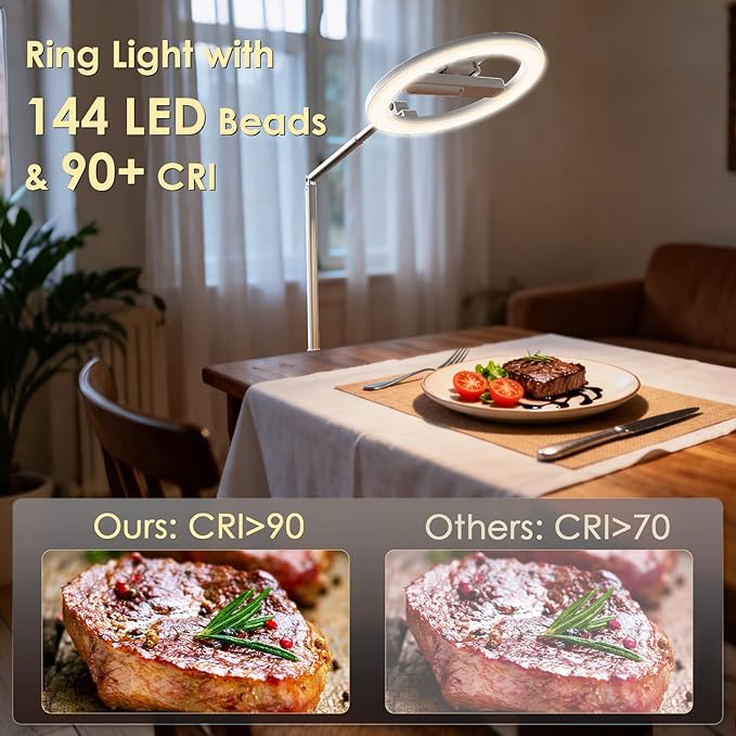 10" Ring Light with Stand, Overhead Phone Mount Holder with Adjustable Color Temperature (2800-6500K) – Phone Tripod with Light for Video Recording, Photography, Live Streaming, TikTok & YouTube