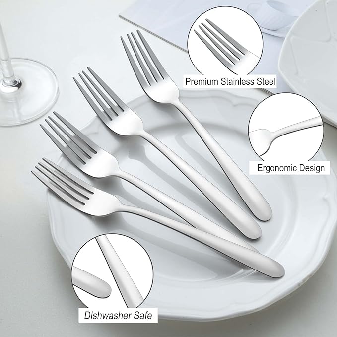 Pleafind 36-Piece Dinner Forks Set (8 inch), Stainless Steel Forks Silverware, Mirror Polished Fork Set, Small Forks for Home, Kitchen, Restaurant, Dishwasher Safe