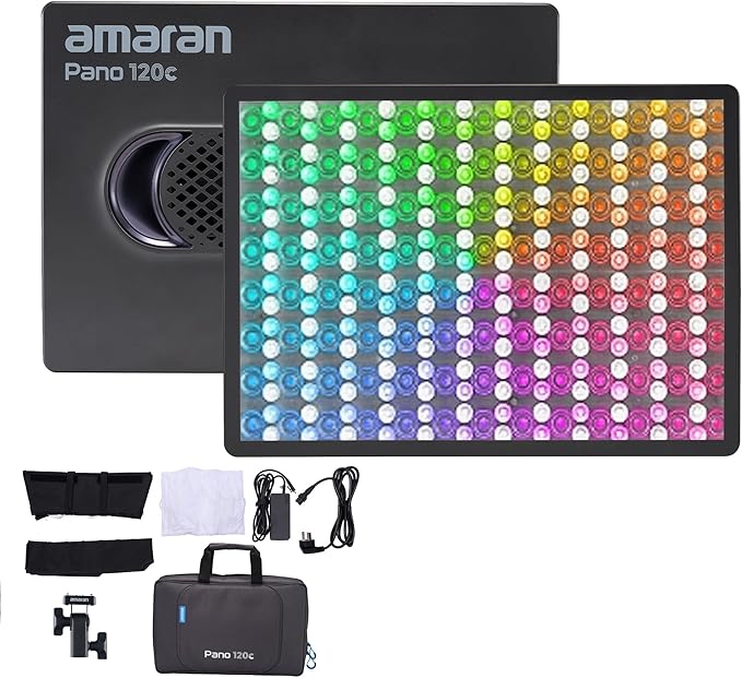 Amaran Pano 120c RGBWW 120W LED Video Panel Light – Laptop-Sized, USB-C PD Powered, Sidus Link App Control, 13,490 Lux @1m, Ideal for Larger Scenes (Charcoal)