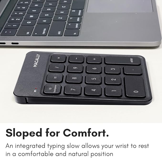 Macally Wireless Number Pad | Numeric Keypad | Wireless 10 Key for Laptop PC Computer Notebook Surface Chrome (2.4G USB) Perfect for Data Entry Numpad Number Keyboard