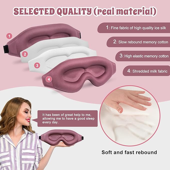 3D Advanced Eye Mask for Sleeping, Ultra Delicate Soft Skin Friendly Eye mask,100% Blackout Sleep Eye Mask for Sleep, Eyelash Extension Sleep mask, Sleeping Eye Masks for Men and Women