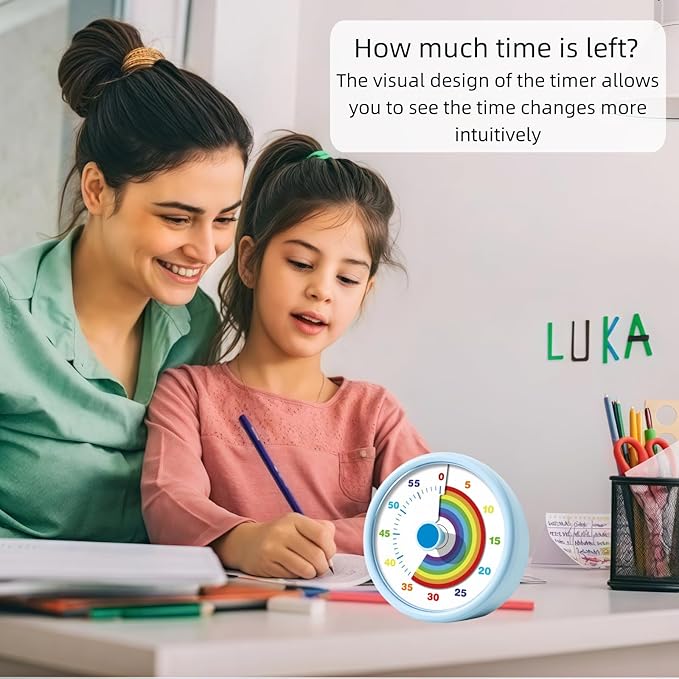 Visual Timer for Kids, 60 Minute Time Timer Kids Timer for Classroom Home Office, Countdown Timer for Cooking Teaching Working Meeting, Pomodoro Timer Kitchen Timer (Pink)