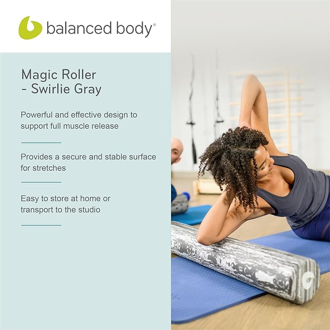 Balanced Body Magic Roller - Muscle Release Tool for Post-Pilates Workout or Physical Therapy, Stretching Tool, Swirlie Gray