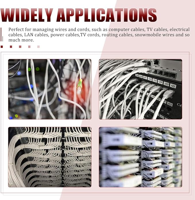 Hilitchi 135 Pcs 6 Sizes White Plastic Cable Clamp R Type Screw Mounting Cord Fastener Cable Clips Assortment Kit with Screws for Wire Management Cable Conduit (Clips from 6mm to 23mm)