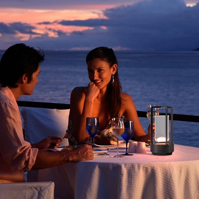 Portable Outdoor Table Lamp, Cordless Dimmable Touch Table Light, Rechargeable Battery Operated Small Lamp with 3 Colors and Brightness Control for Bedroom/Patio/Camping/Bar/Coffee Shop (Grey)