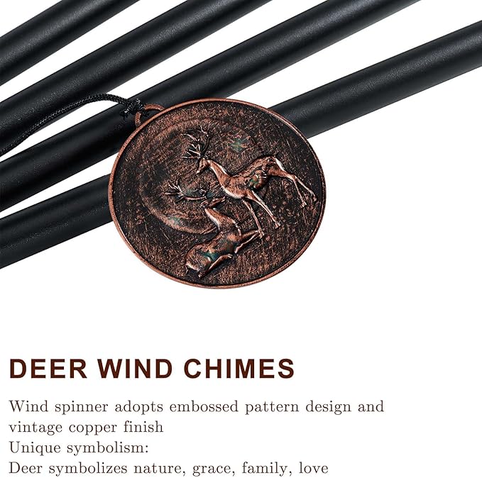 Wind Chimes for Outside, Vintage Deer Deep Tone Wind Chime Outdoor Clearance, Patio Porch Balcony Decoration, Garden Hanging Decor Gifts for Women Mom Grandma (32" Deer)