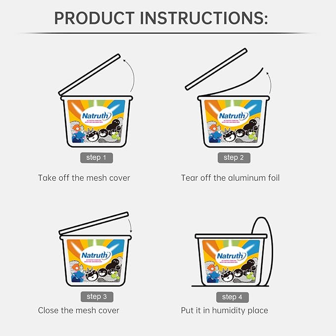 NATRUTH Moisture Absorbers with Activated Charcoal,800ml(6-Pack)*12.5 OZ Portable Closet Dehumidifier, Odor Eliminator Absorber Bucket,Humidity Absorber,Dehumidifier for Bathrooms, Kitchen & Boats