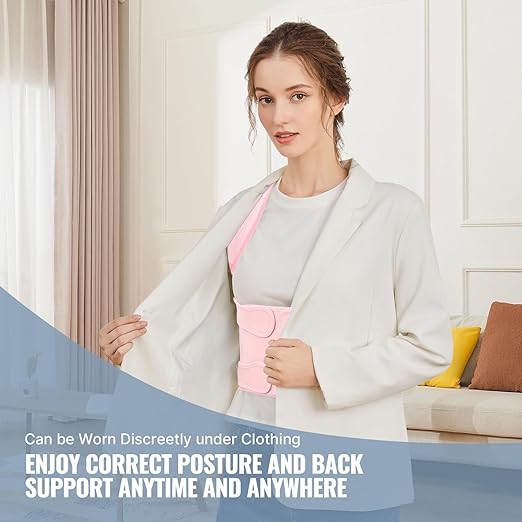Posture Corrector for Women and Men – Back Brace for Posture Support and Pain Relief – Adjustable Back Straightener and Scoliosis Posture Corrector – Corrector de Postura (Pink, Medium)