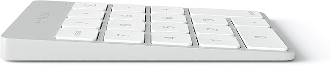 Satechi Slim Aluminum Bluetooth Keypad, Wireless Number Pad with 18 Keys, Micro USB Rechargeable Numpad, External Number Pad for MacBook Air/Pro M4, iPad Air/Pro M4/M3, iMac, PC - Silver