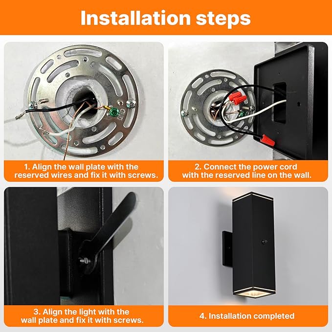 Outdoor Wall Lights 4 Packs,Modern Square Dusk to Dawn Outdoor Porch Light,Integrated LED Cylinder Up Down Lights Aluminum Waterproof Wall Lighting Exterior Light for Porch Patio Garage