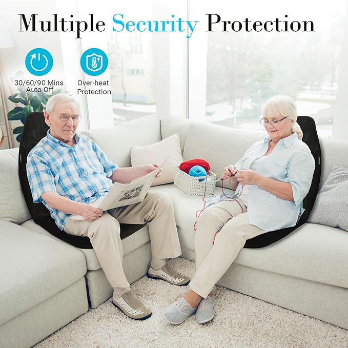 Back Massager with Heat, 5 Vibrating Modes & 2 Heat Levels, Back Massager Chair Pad, Electric Massage Seat Cushion, Massage Pad for Back Pain Relief, Christmas Gifts for Men Him Dad Mom Her