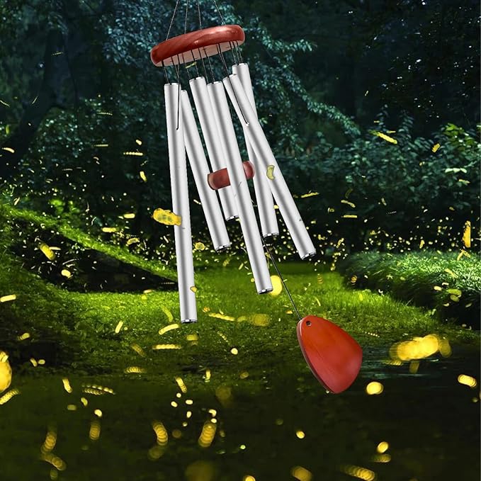 28" Wind Chime for Mothers Day, Decorative Wind Chimes for Outside, Memorial Windchimes Remembrance Gift for Women Mom Grandma, Metal Wind Chimes Outdoor Decor for Garden Patio Zen(Silver)