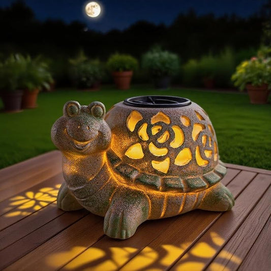 6.69-Inch Solar Turtle Garden Statue Outdoor Decor for Yard, Lawn & Balcony | Unique Housewarming Gift for Garden
