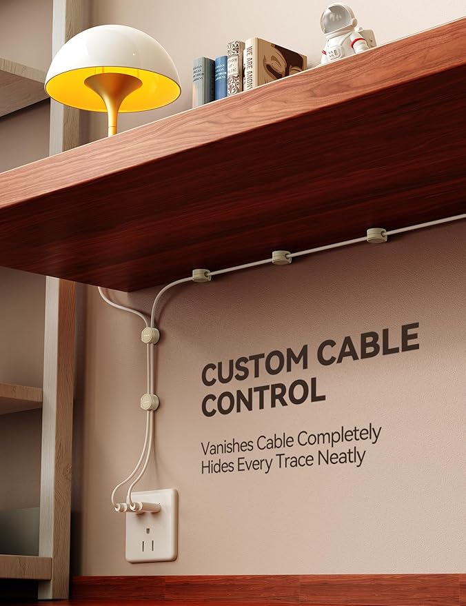 8-Pack Cord Organizer Magnetic Silicone Cable Clips[8 mm Wider Cable Accessible]Desk Cable Management, FLYLEAD Desktop Cord Holder for Nightstand, Office Workspaces Desk Organization Home Accessories