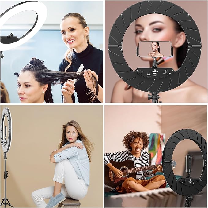 Ring Light Kit:18"/45cm Outer 55W6700k Dimmable LED Light, Tripod Stand, Remote Controller,Box for Camera,Smartphone,YouTube,TikTok,Self-Portrait Shooting,CRI90,Black
