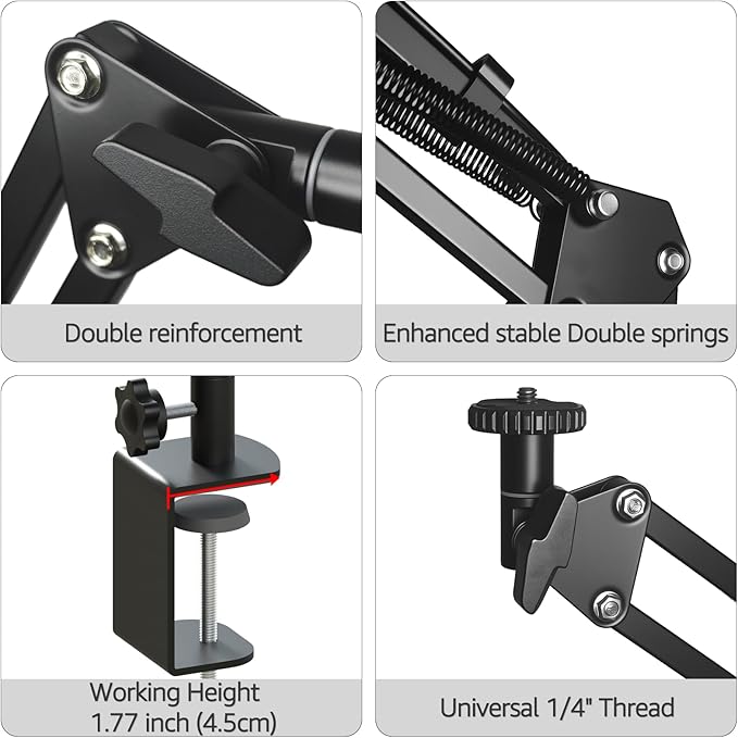 10" LED Ring Light with Overhead Phone Stand, CRI≥95 1200lm Dimmable Lighting, Adjustable Metal Arm with Remote & Phone Holder, for Streaming, Makeup, Zoom Calls, Photography