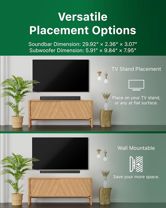 Philips B4500 Sound bar for Smart tv, 2.1 ch soundbar with subwoofer, TV Speaker with with Bluetooth and HDMI-ARC Connectivity, Roku TV Ready, Remote APP Control, Compact Design and Easy Setup