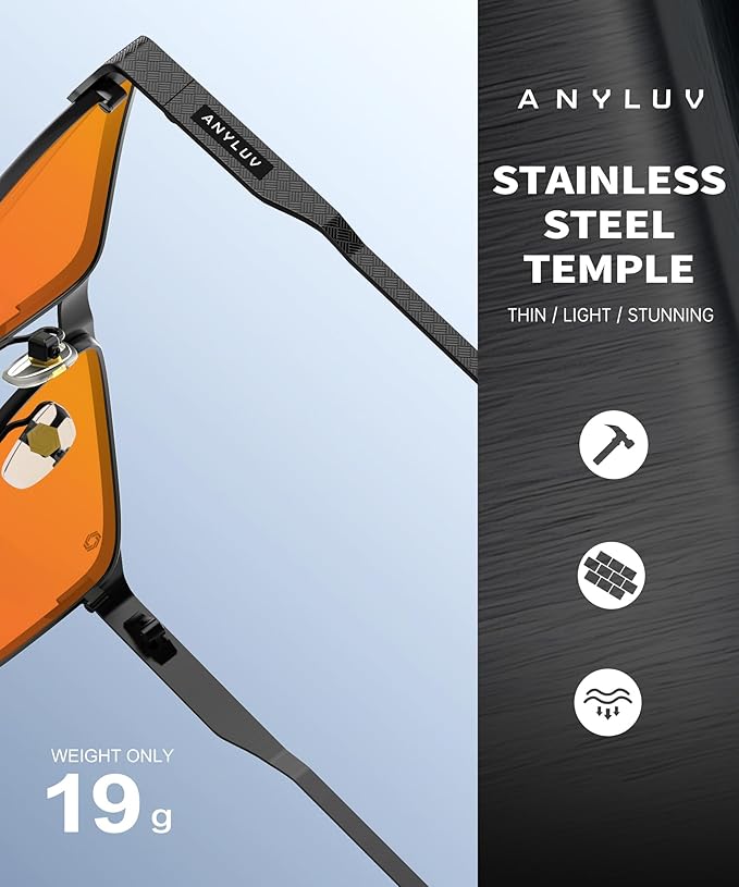 ANYLUV Blue Light Glasses for Men/Women, Lightweight Blue Light Blocking Glasses, Anti-Eye Strain Computer Glasses for Gaming