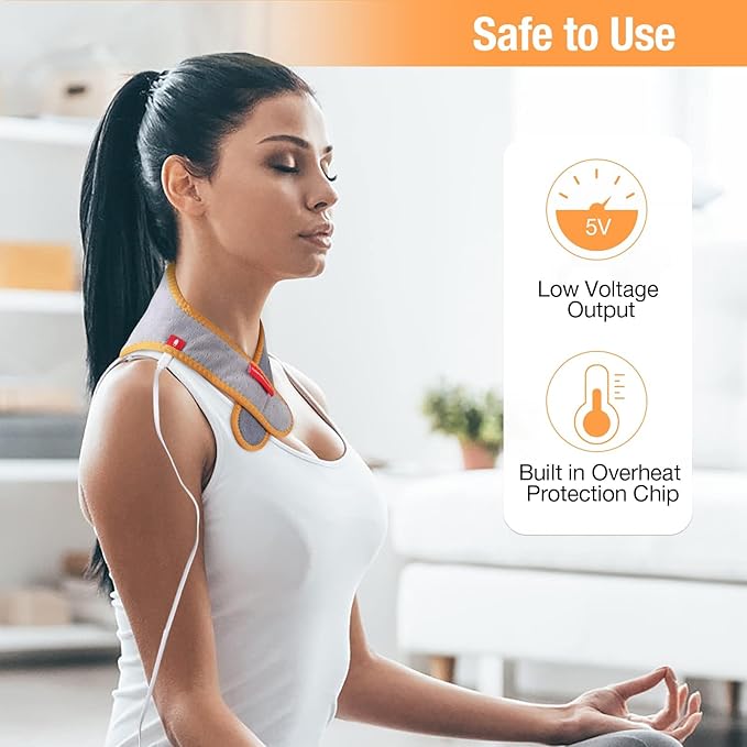 USB Neck Heating Pad for Car Travel Heated Neck Wraps Pain Relief Warm Hot Compress Electric Neck Heat Pad for Soreness Stiffness Cervical Spondylosis Adjustable Temperature Auto Shut Off
