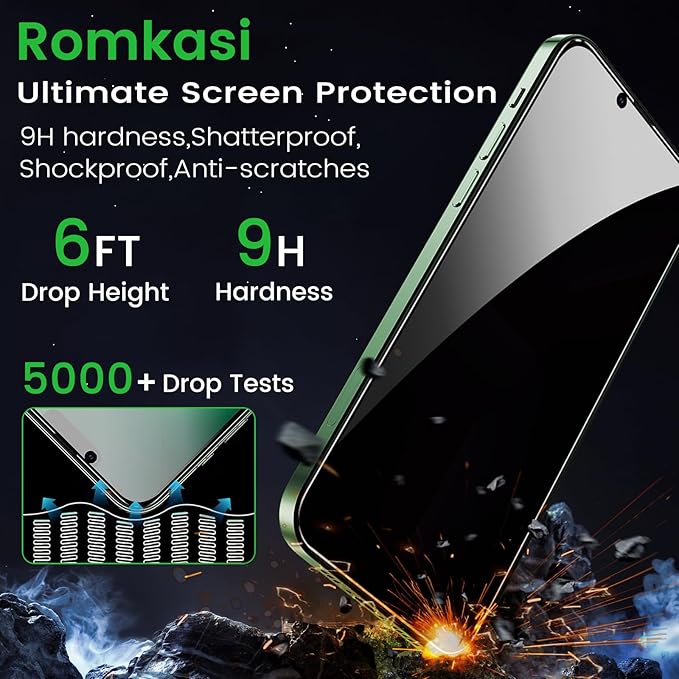 3 Pack Privacy Screen Protector for iPhone 13 Pro Max 6.7 Inch with 3 Pack Camera Lens Protector, Anti Spy Tempered Glass Film, Anti-Scratch, Touch Sensitive, Case Friendly