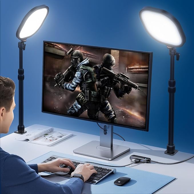 Desk Key Light for Zoom Video - ULANZI K7 Pro Key Lighting Dimmable 3200K-5600K I 15W I CRI 95+ I Edge Emitting I Desk Clamp I 360° Degree Ball Head I Extendable Pole for Streaming Conference