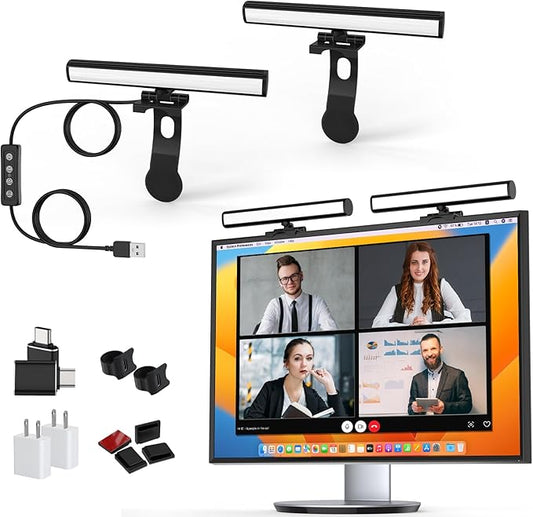 Video Conference Lighting, Monitor Light Bar, Eye-Caring Computer Light, Screen Light Bar,Webcam Streaming Lights, Zoom Lighting for Computer, Replaces Ring Light for Zoom Meetings