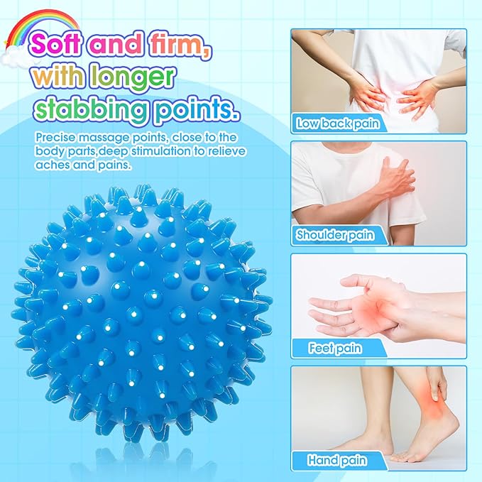 Liliful 36 Pcs Spiky Massage Balls for Feet, Back, Hand Massage Roller Squeeze Balls Plantar Fasciitis Ball Bulk for Foot Hand Trainer Therapy, 10 Colors 3 Inch Multipack