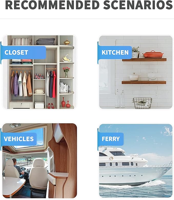 Vacplus Moisture Absorber, 10 Pack Portable Dehumidifiers for Closet and Enclosed Space, 14 OZ Dehumidifier Bags Effectively Trap Extra Moisture, Hanging Moisture Absorbers Eliminate Unpleasant Smell