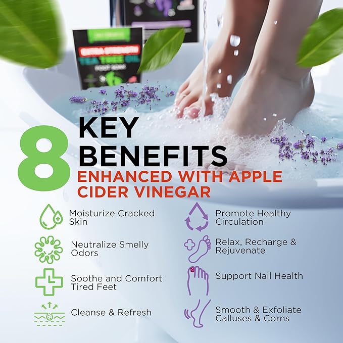 DAILY REMEDY EXTRA STRENGTH Tea Tree Oil & Calming Lavender Foot Soak Set - Made in USA - Soothes Sore Tired Feet, Athletes Foot, Stubborn Foot Odor, and Softens Calluses - Pack of 2