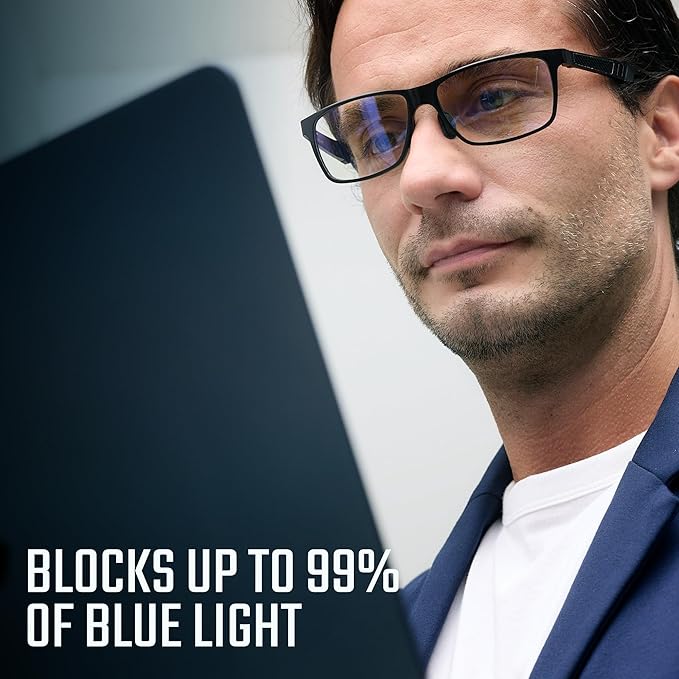 Carbon Blue Light Blocking Glasses Men for Computer, Gaming, Metal Frame Green Light Protection Night Driving Glasses for Man