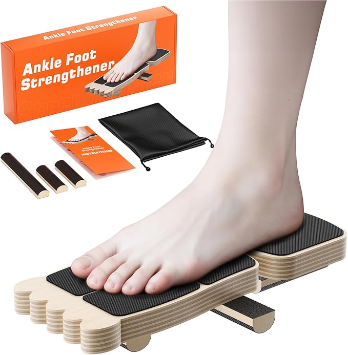 Ankle Balance Board, Solid Wood with Non-Slip Surface & "TOES" Design - Single Leg Stability Trainer for Ankle Support, Foot Strengthening, Balance Exercises