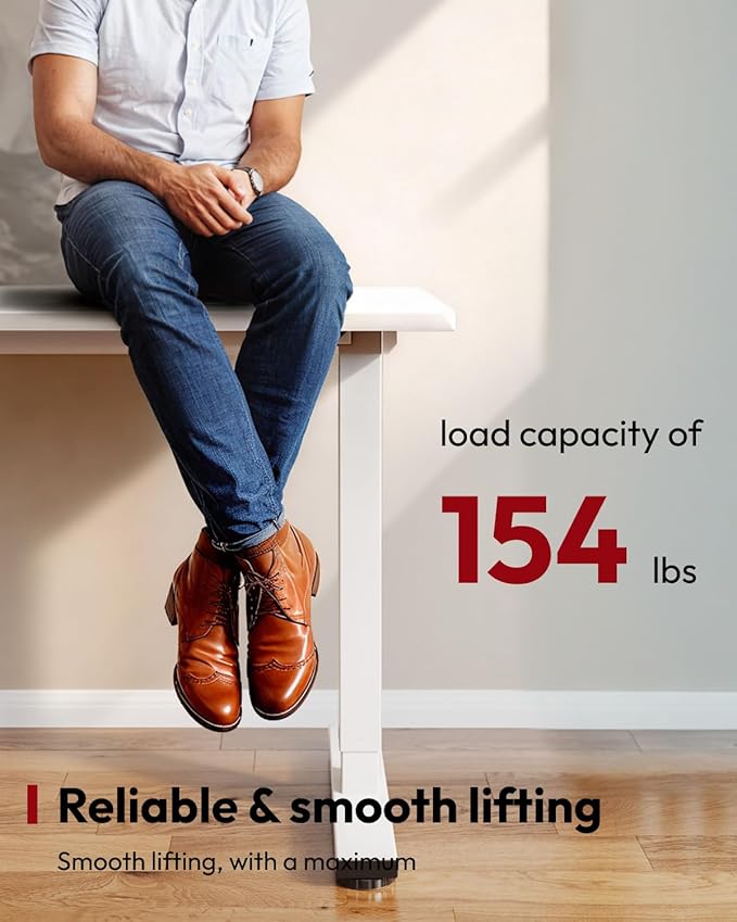 SANODESK Standing Desk Height Adjustable Electric Stand up Desk 55x24 Inches Sit Stand Home Office with Splice Board, White Frame/White Top