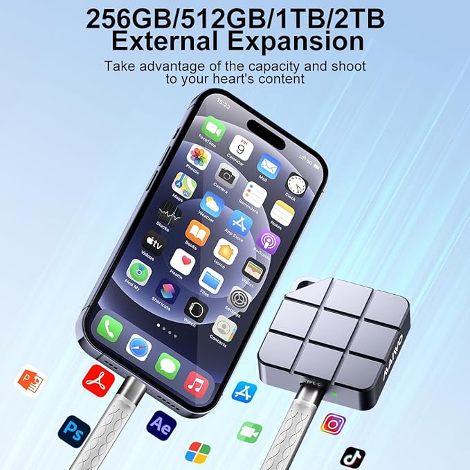 MAIWO Portable SSD 512GB External Solid State Drive, USB 3.2 GEN 2 Type-C Up to 1050MB/s, Mini NVMe SSD with 4K ProRes Videos for iPhone iPad MacBook macMini PS5, Aluminum (Grey)