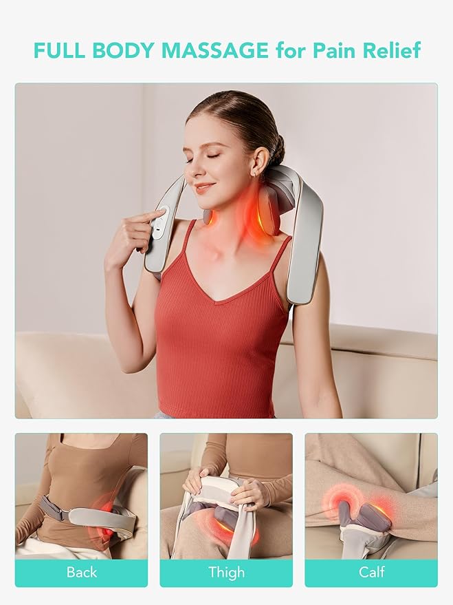 SKG 2025 Neck Massager for Pain Relief Deep Tissue 6D Kneading with Heat Cordless Neck and Shoulder Massage Gifts for Men and Women H5 mini